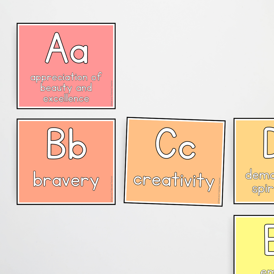 A-Z Character Strengths - Rainbow Classroom Decor - Teacher Resources & Classroom Decor