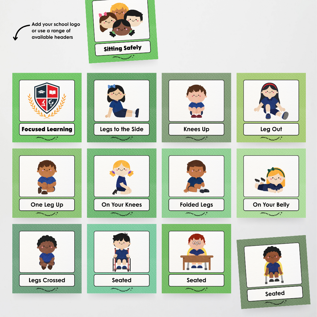 Inclusive Sitting Positions Editable Classroom Display - Leafy Greens Classroom Decor - Teacher Resources & Classroom Decor