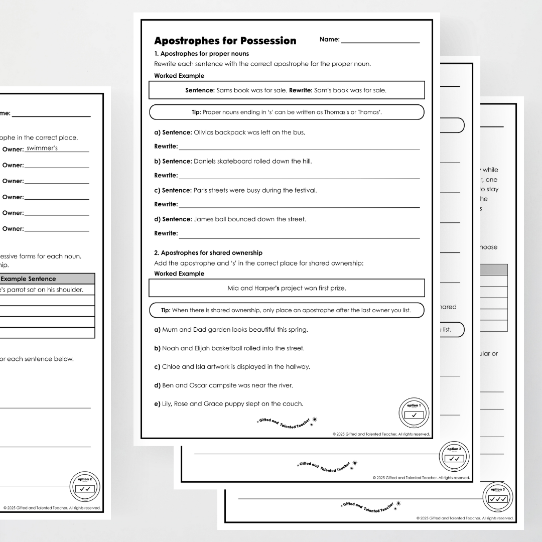Year 5 Bundle: Apostrophes for Possession - Lesson Plan, Slides and Activities
