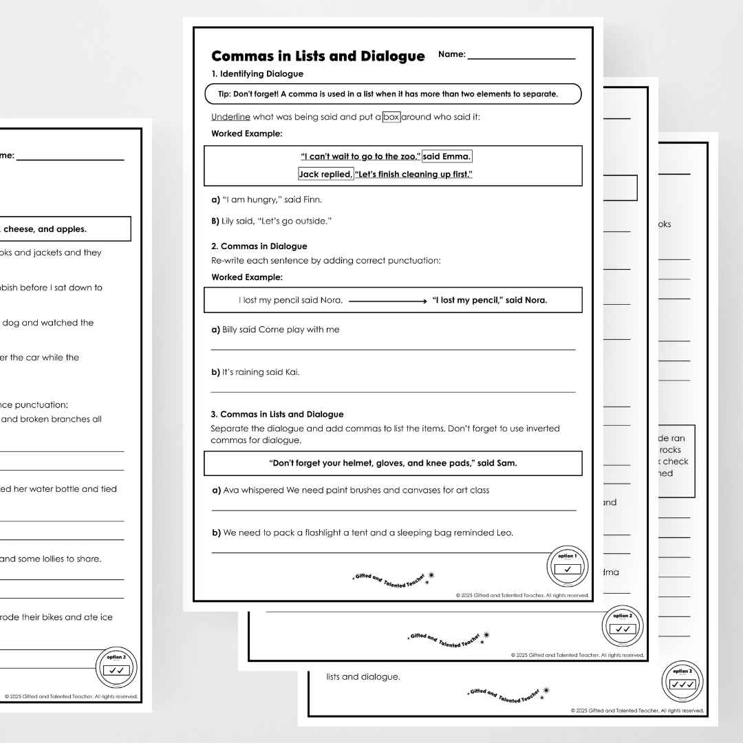 Year 6 Bundle: Commas in Dialogue and Lists - Lesson Plan, Slides and Activities - Teacher Resources & Classroom Decor