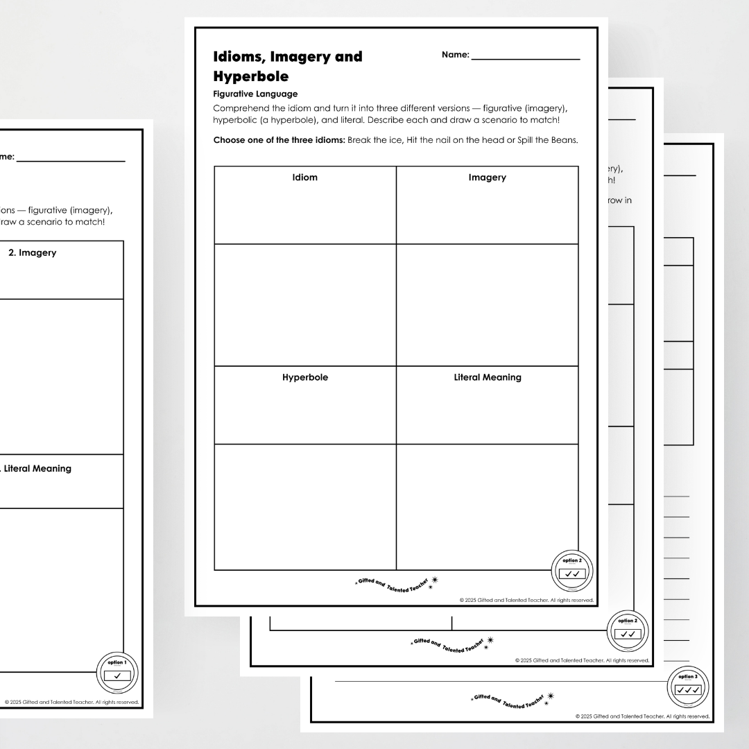 Year 6: Idioms, Imagery and Hyperbole Figurative Language Activity and Teacher Resource - Teacher Resources & Classroom Decor