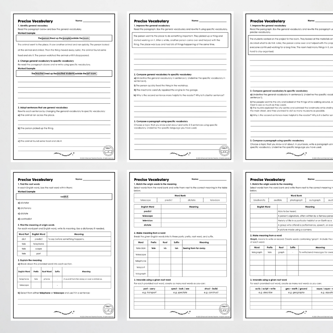Year 5 Bundle: Precise Vocabulary - Lesson Plan, Slides and Activities