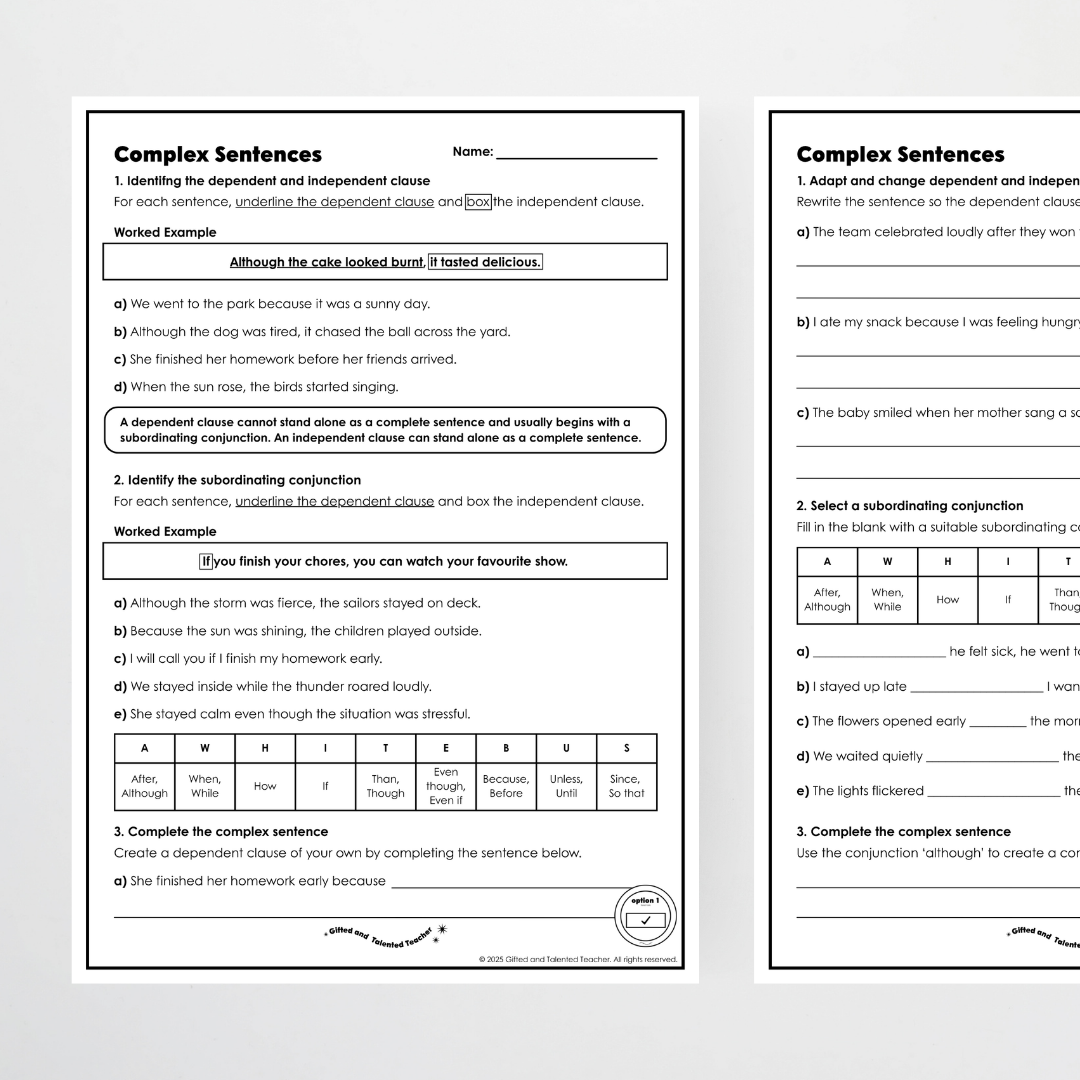 Year 5 Bundle: Complex Sentences and Clauses - Lesson Plan, Slides and Activities