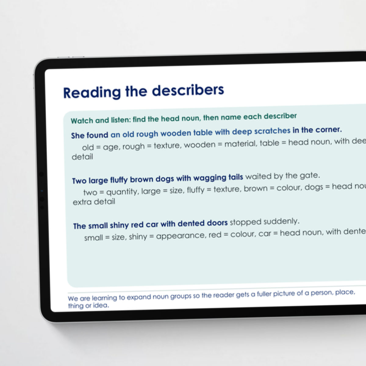 Teacher slides 2 – Noun Groups