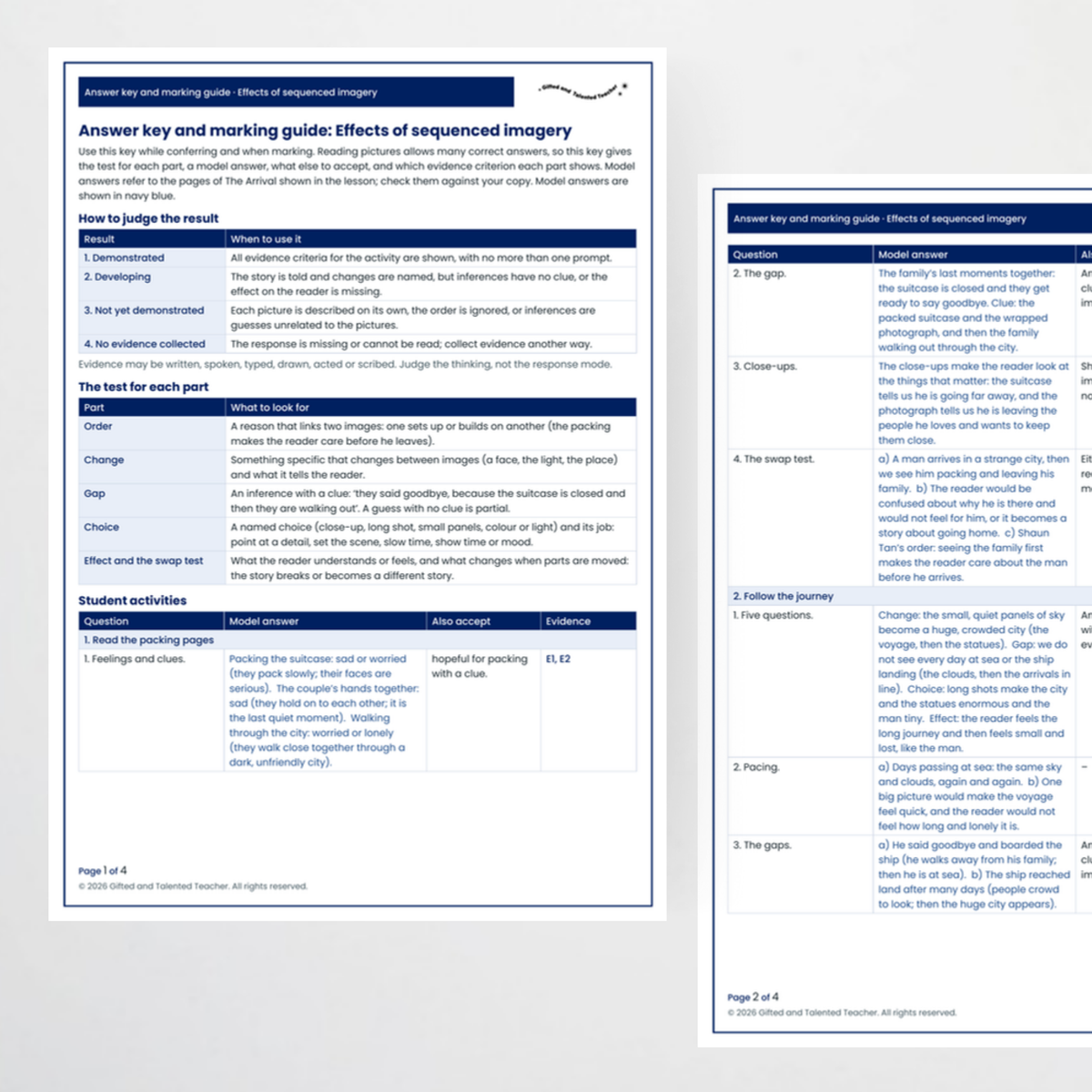 Student activity 3 – Sequenced Imagery in The Arrival