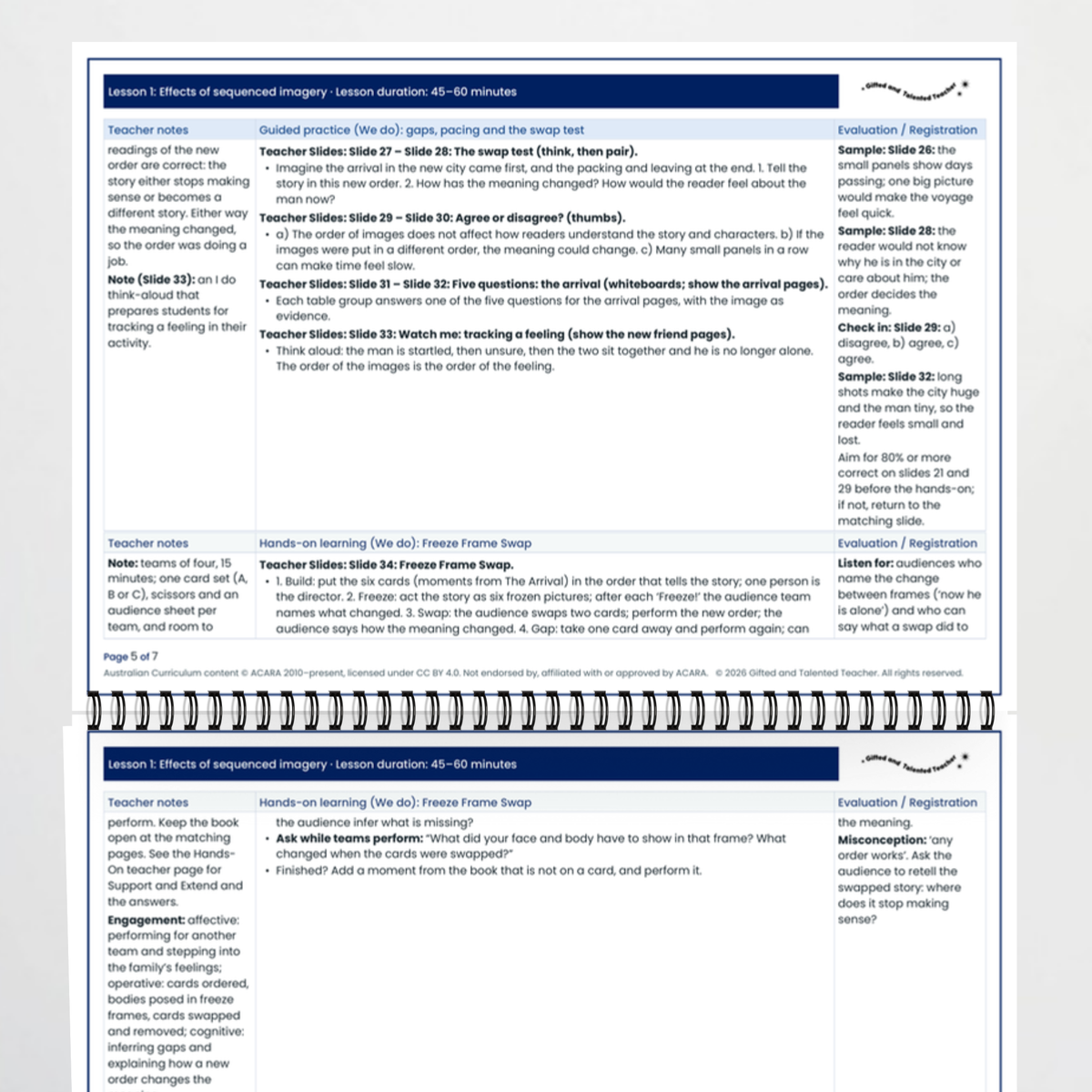 Teacher documents 1 – Sequenced Imagery in The Arrival