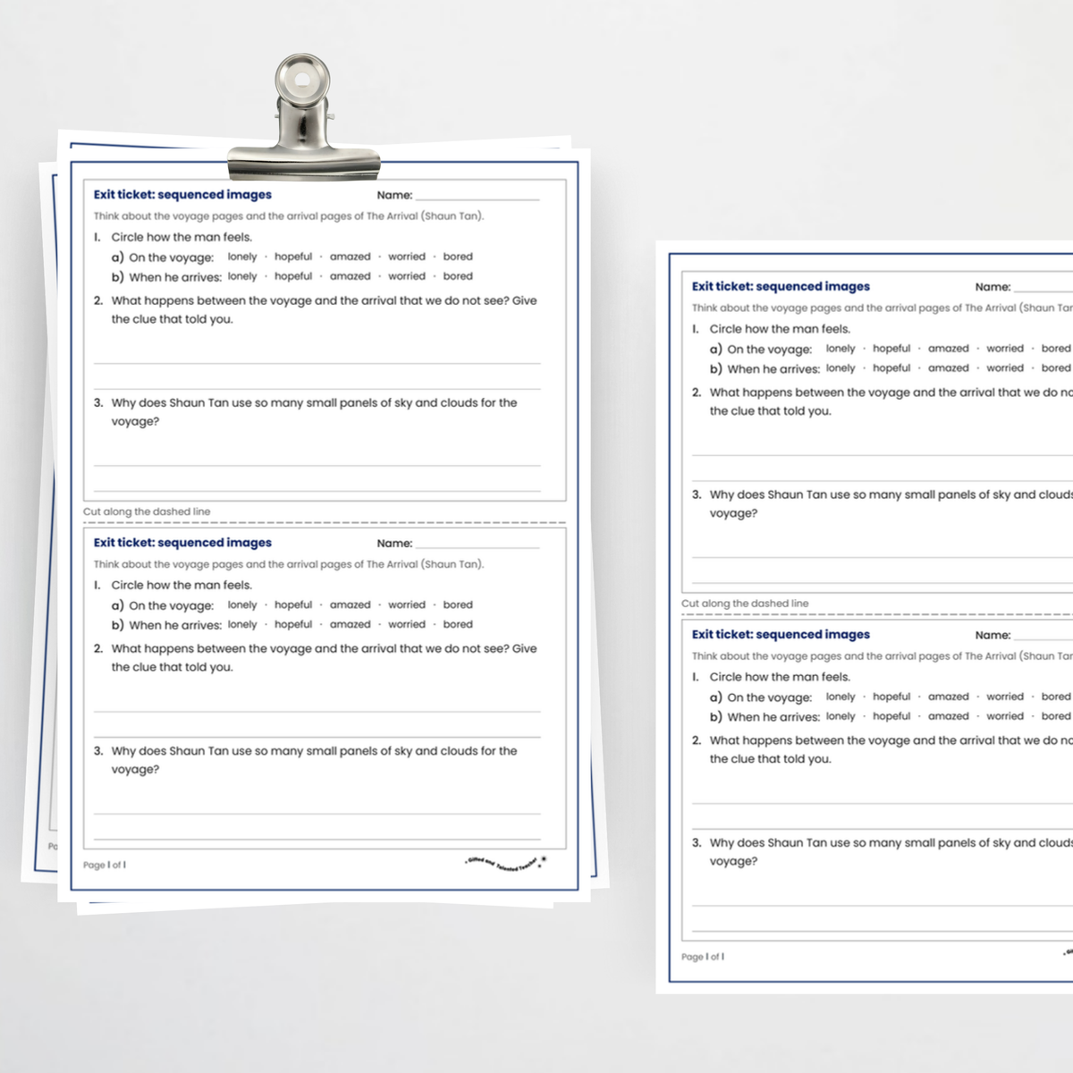 Exit ticket – Sequenced Imagery in The Arrival