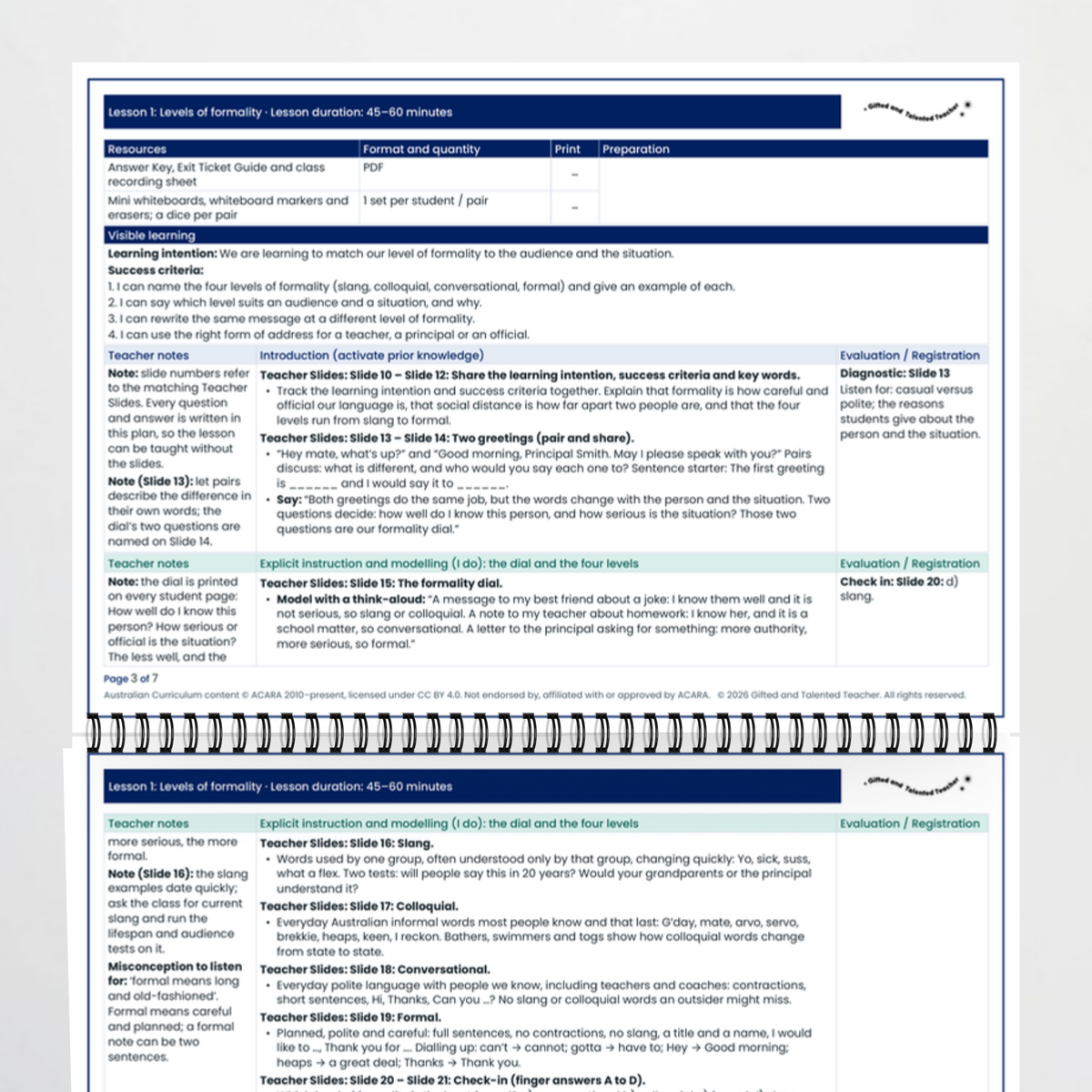 Lesson plan 2 – Levels of Formality