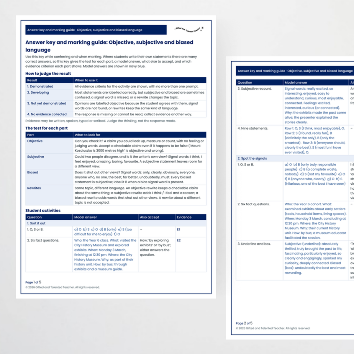 Student activity 3 – Objective, Subjective and Biased Language