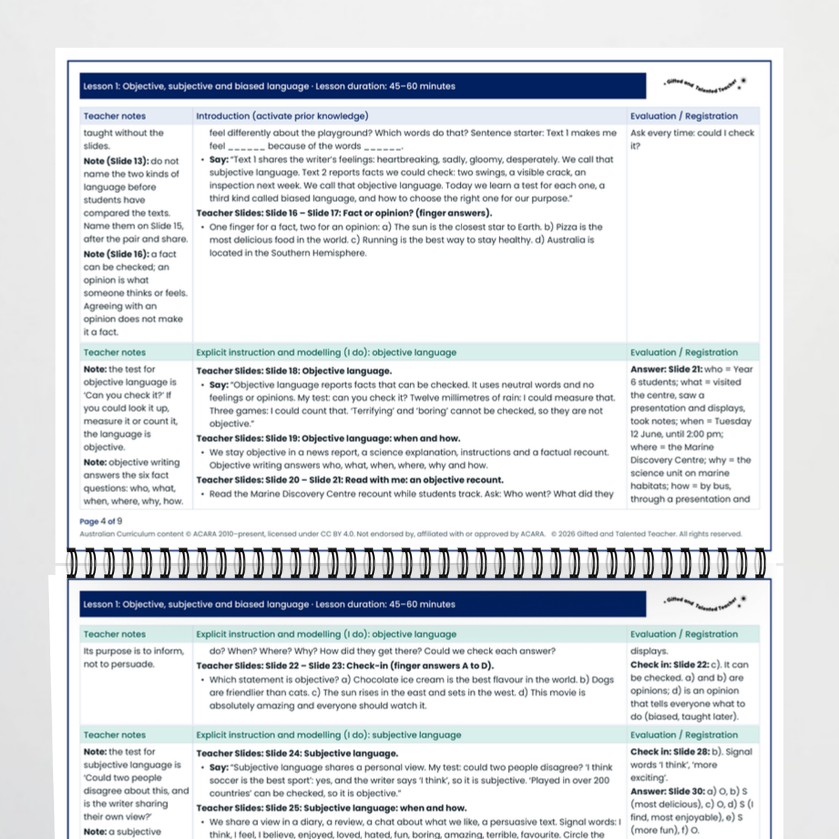 Lesson plan 2 – Objective, Subjective and Biased Language