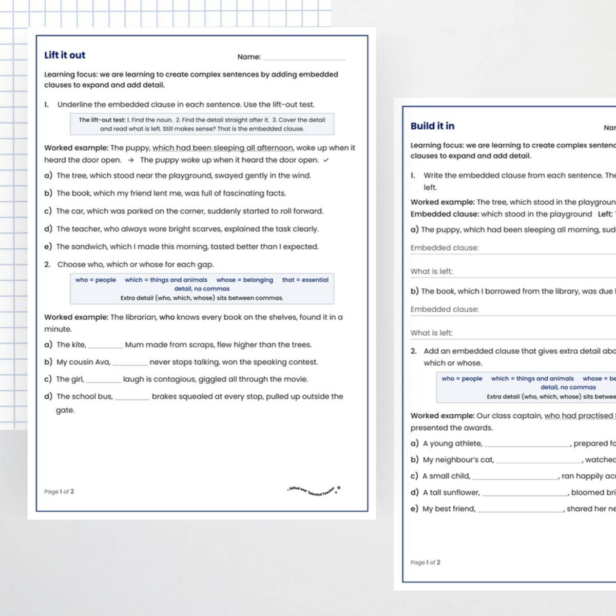 Student activity 1 – Embedded Clauses