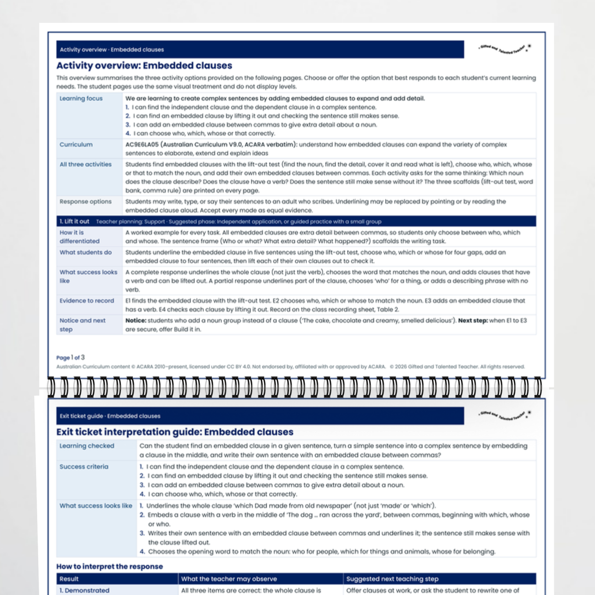 Teacher documents 2 – Embedded Clauses