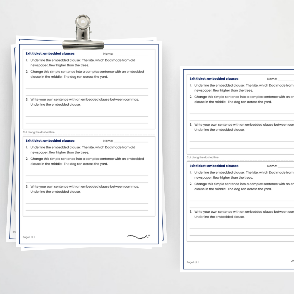 Exit ticket – Embedded Clauses