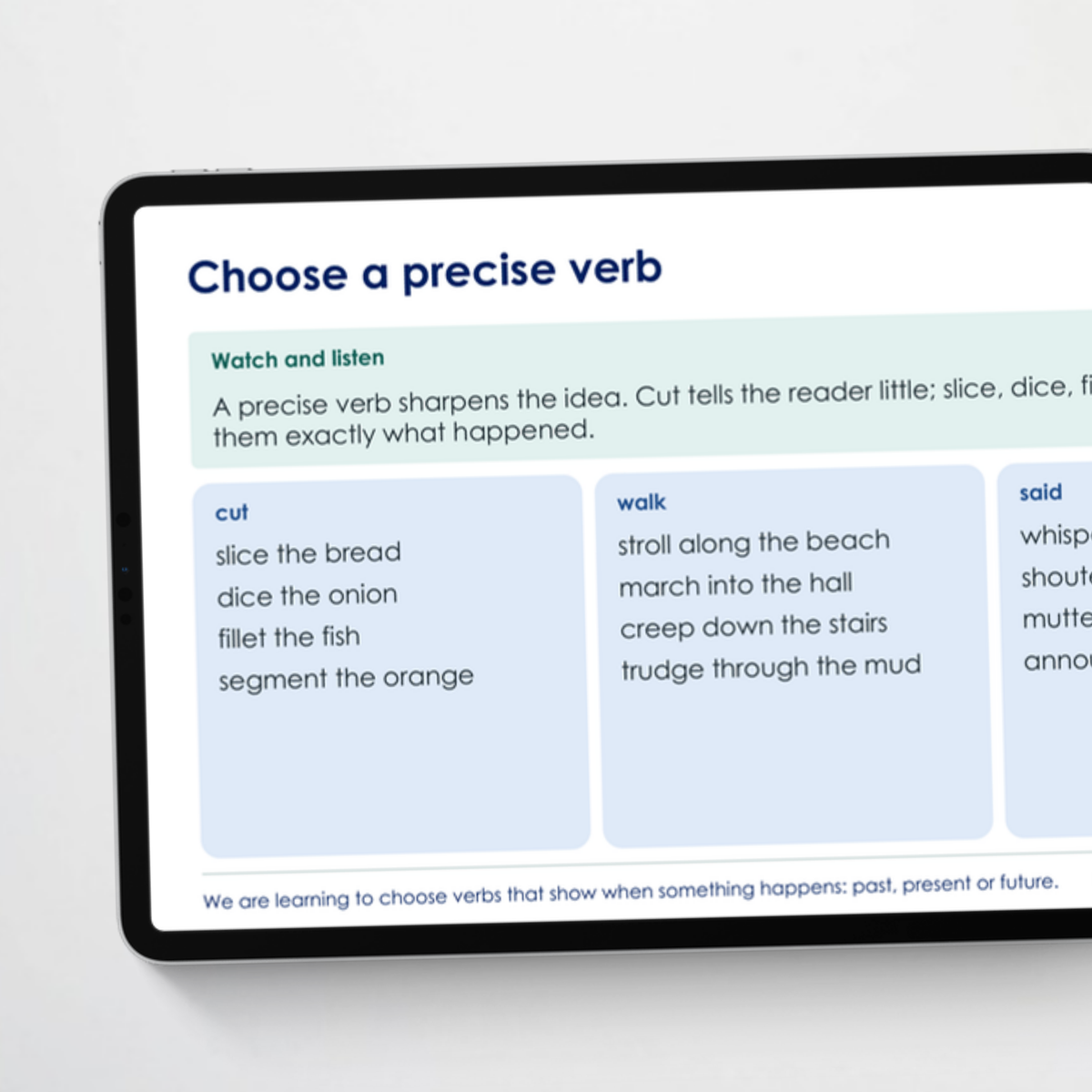 Teacher slides 2 – Verbs for Tense