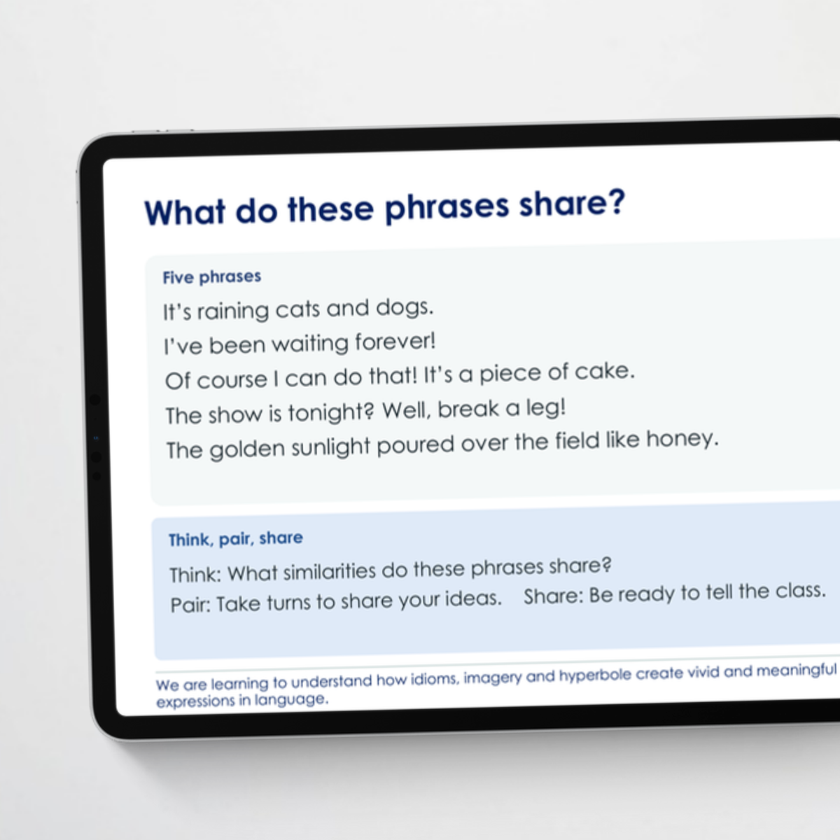 Teacher slides: what do these phrases share?