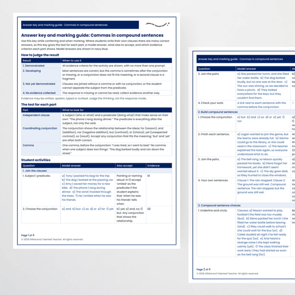 Student activity 3 – Commas in Compound Sentences