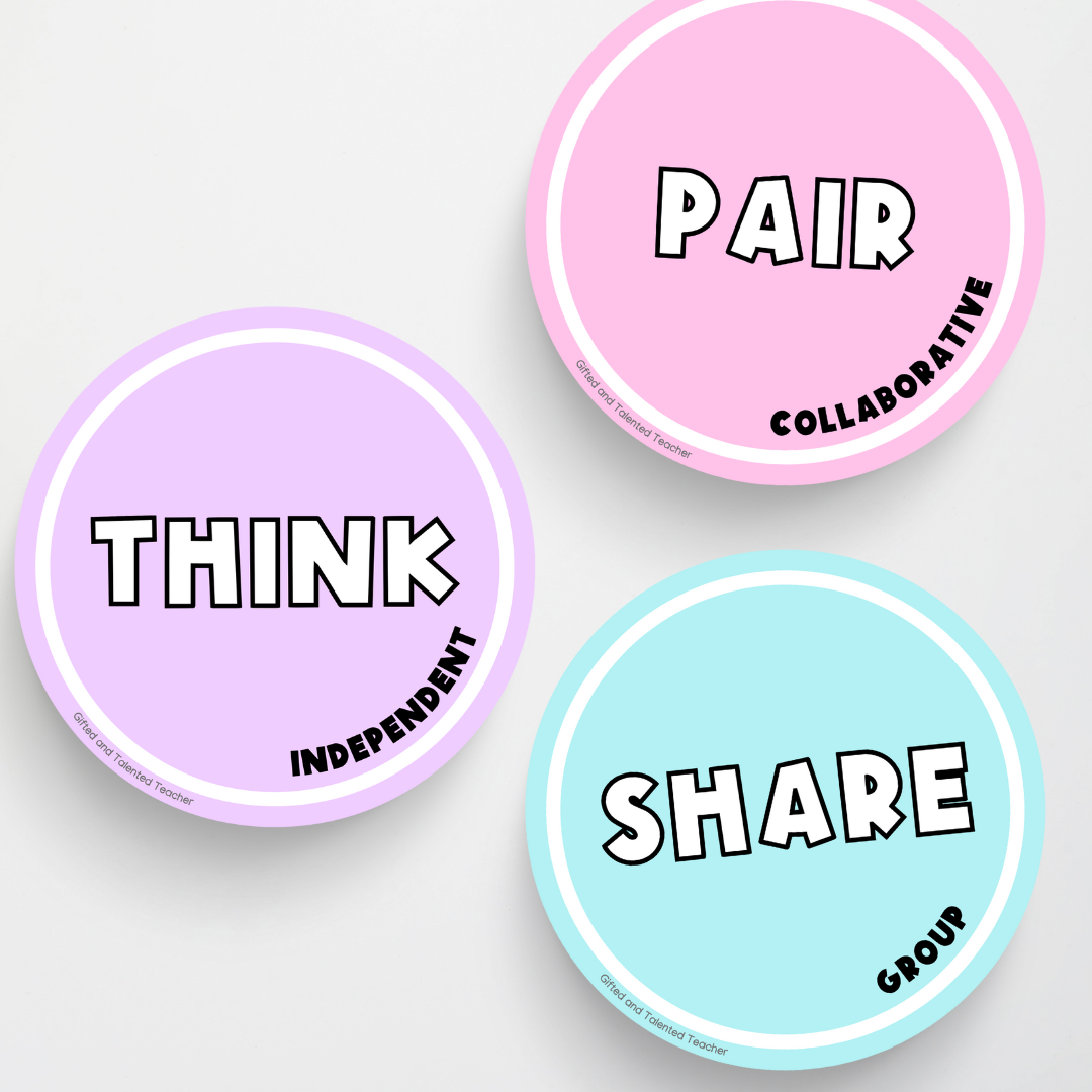 Think, Pair, Share Icons - Pretty in Pastel Classroom Decor - Teacher Resources & Classroom Decor