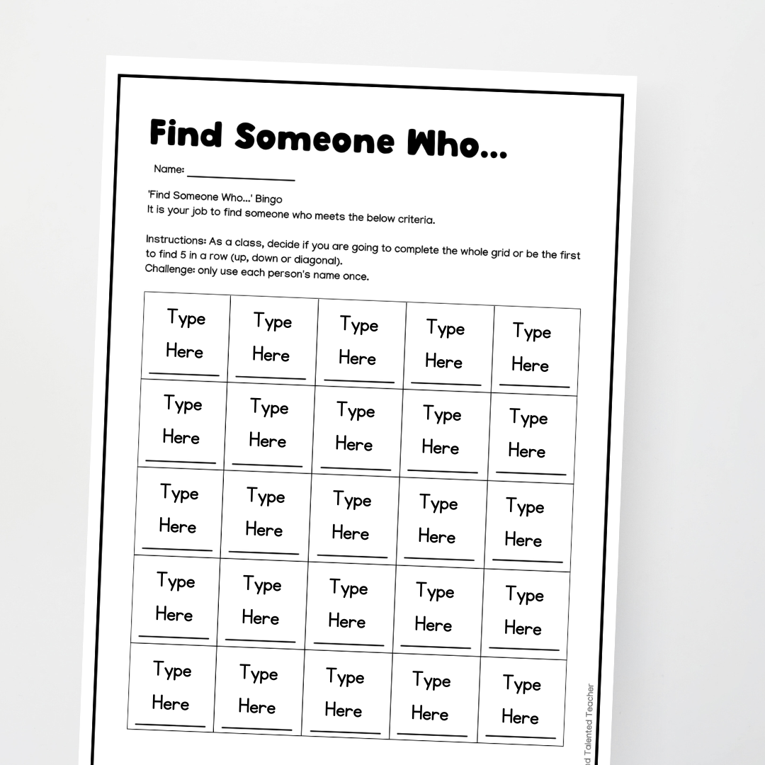 Back to School: Find Someone Who...