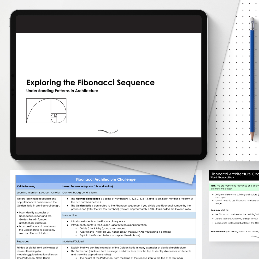 Fibonacci Day - Architecture Challenge Activity (Gifted Learner) - Teacher Resources & Classroom Decor