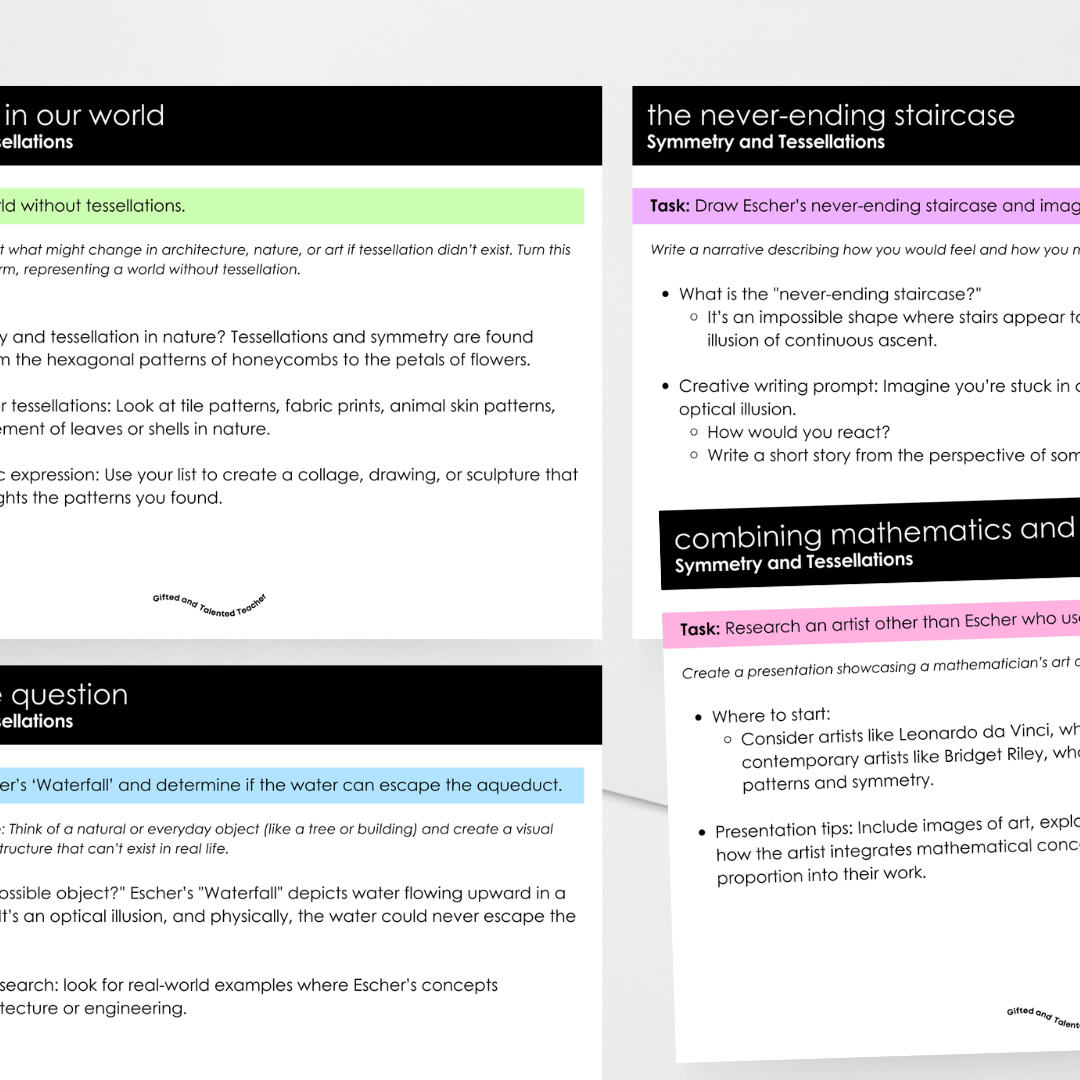 Tessellation and Symmetry Task Cards - Activity