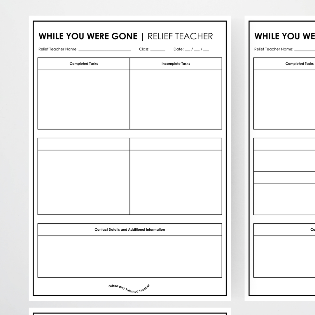 While you were gone - Casual Relief Teaching - Teacher Resources & Classroom Decor