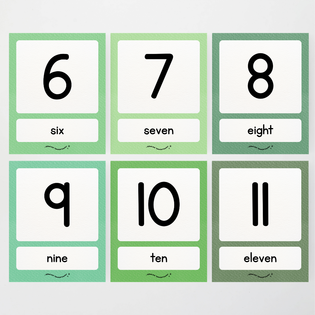 Number Posters Numerical Form and Word Form - Leafy Greens Classroom Decor - Teacher Resources & Classroom Decor