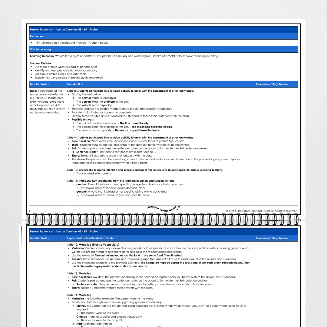 Year 5: Precise Vocabulary Lesson Sequence