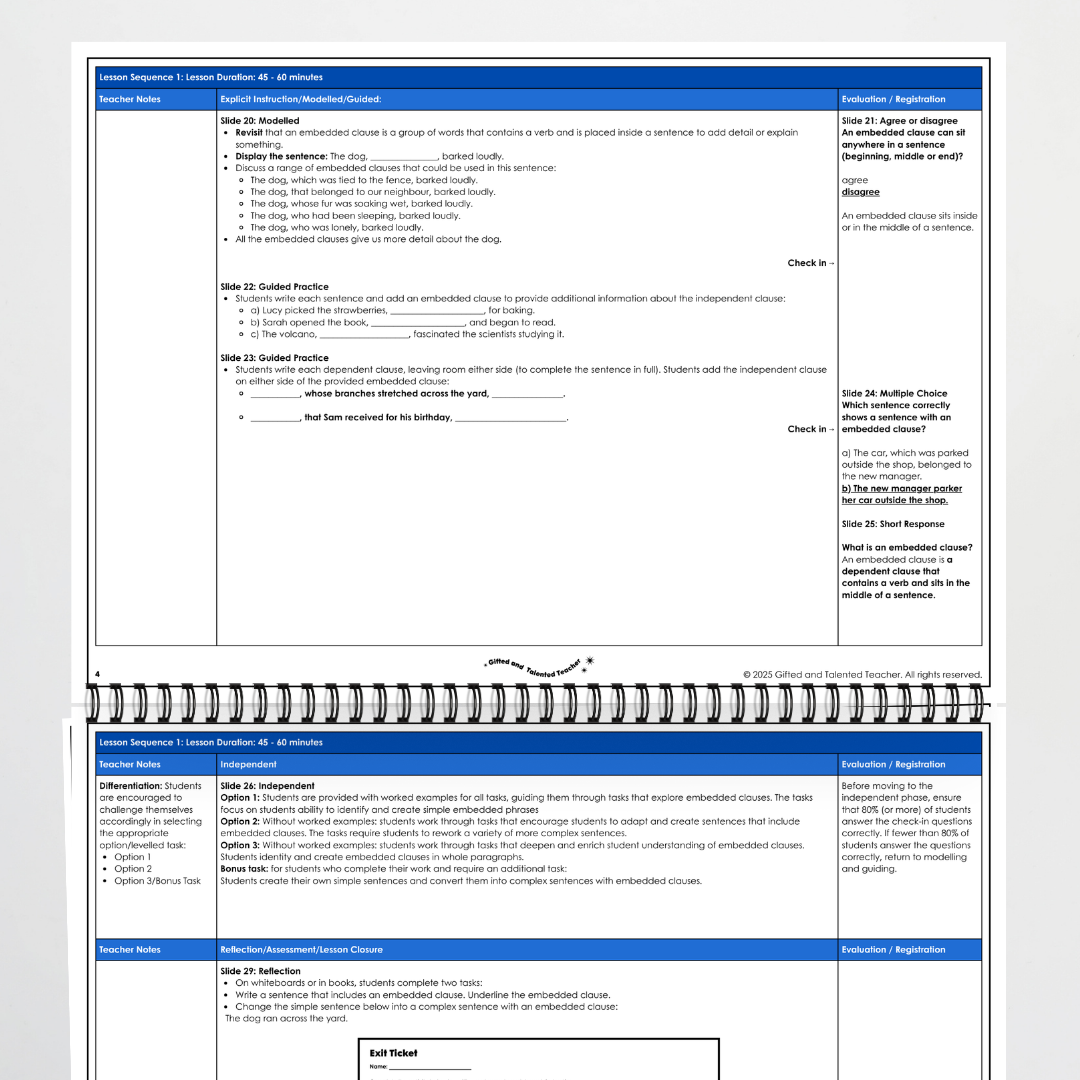 Year 6: Embedded Clauses Lesson Sequence - Teacher Resources & Classroom Decor