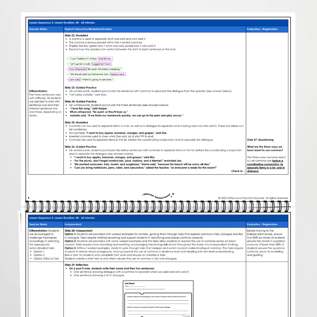 Year 6: Commas in Dialogue and Lists Lesson Sequence - Teacher Resources & Classroom Decor