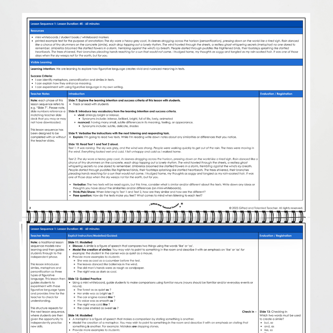 Year 6 Bundle: Similes, Metaphors and Personification - Lesson Plan, Slides and Activities - Teacher Resources & Classroom Decor