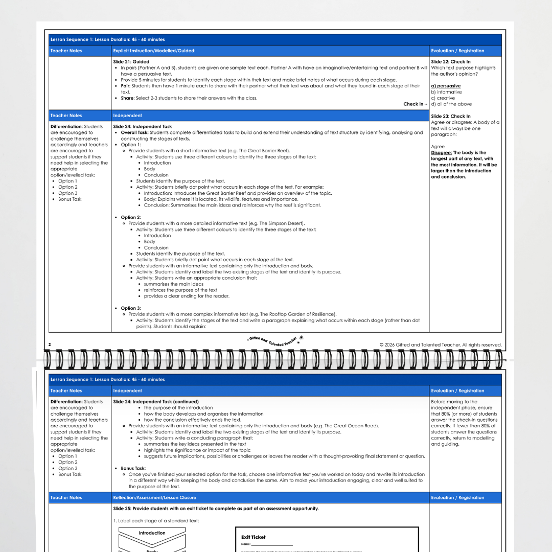 Year 5 Bundle: Identifying Text Stages and Phases - Lesson Plan, Slides and Activities