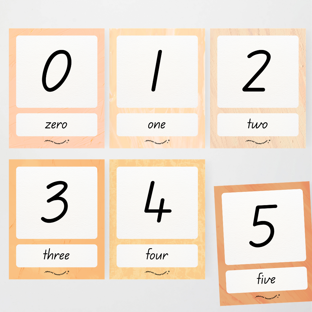 Number Posters Numerical Form and Word Form - Neutral Classroom Decor - Teacher Resources & Classroom Decor