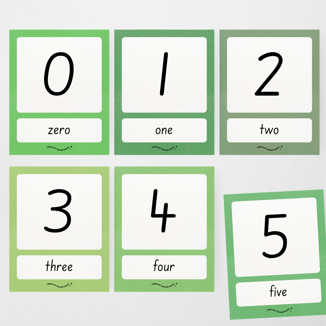 Number Posters Numerical Form and Word Form - Leafy Greens Classroom Decor - Teacher Resources & Classroom Decor