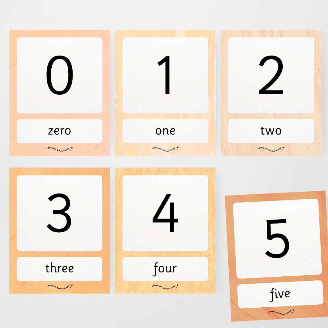 Number Posters Numerical Form and Word Form - Neutral Classroom Decor - Teacher Resources & Classroom Decor