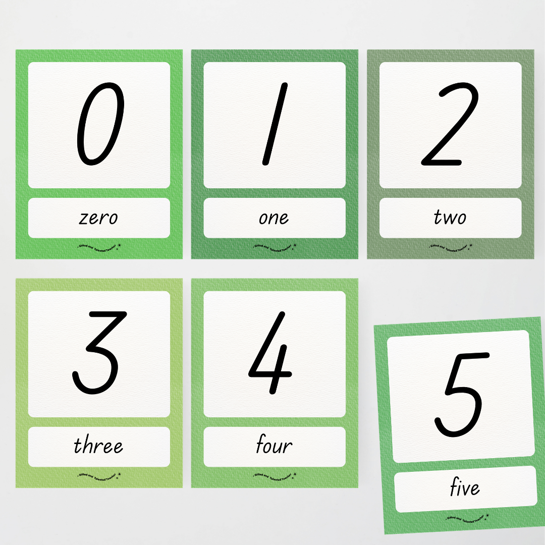 Number Posters Numerical Form and Word Form - Leafy Greens Classroom Decor - Teacher Resources & Classroom Decor