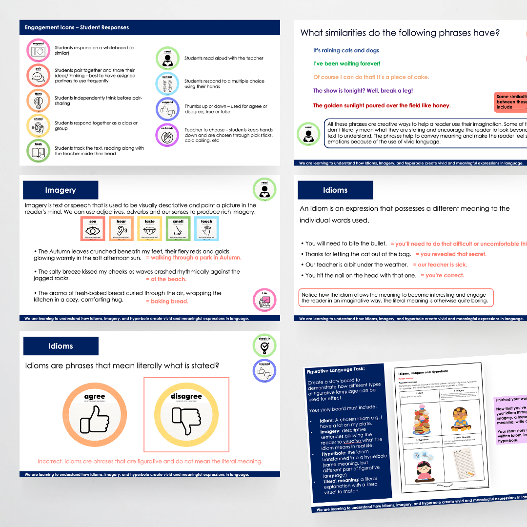 Year 6 Bundle: Idioms, Imagery and Hyperbole - Lesson Plan, Slides and Activities - Teacher Resources & Classroom Decor