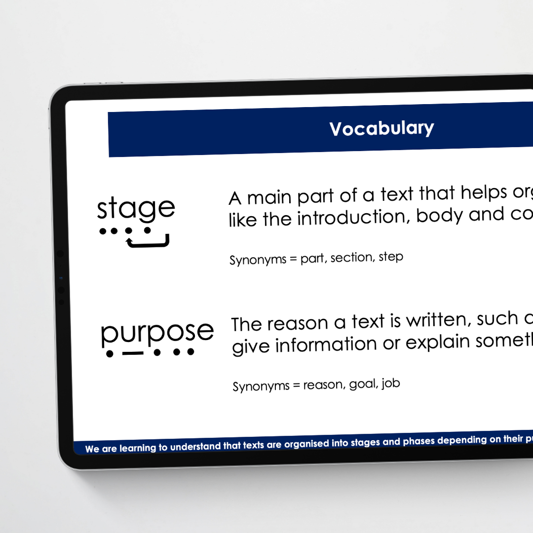 Year 5: Text Stages and Phases - Identifying Text Stages Teacher Slides