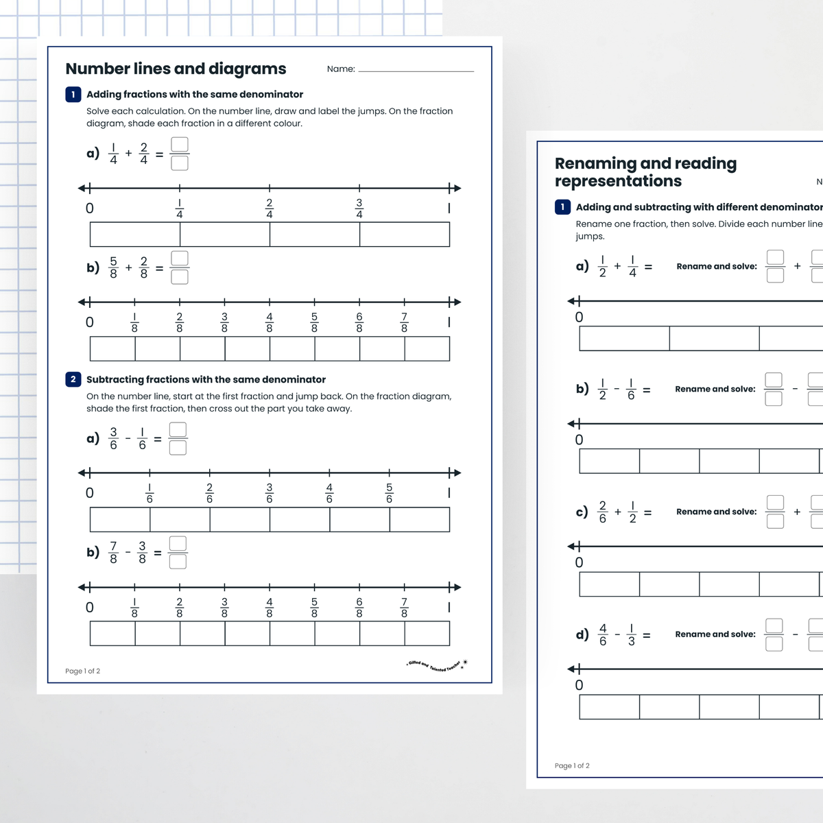 Student activities: question pages – Using Number Lines and Fraction Diagrams