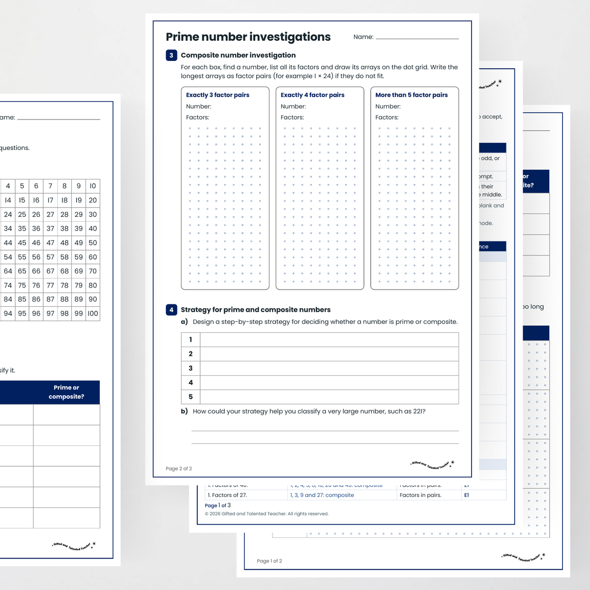 Student activity and answer key – Prime and Composite Numbers
