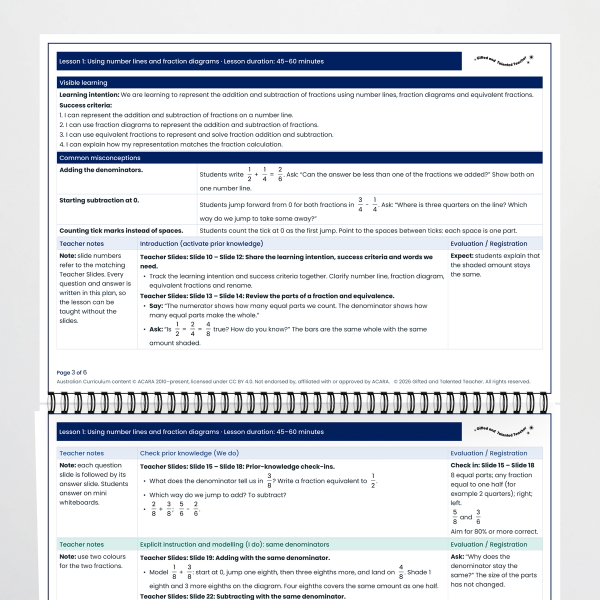 Lesson plan pages – Using Number Lines and Fraction Diagrams