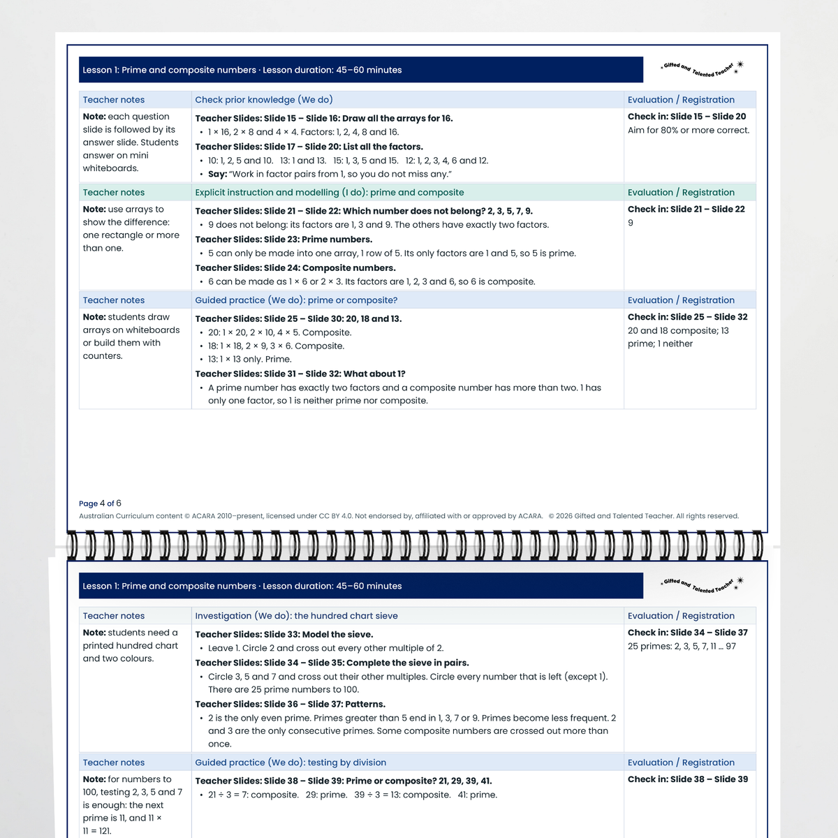 Lesson plan pages – Prime and Composite Numbers