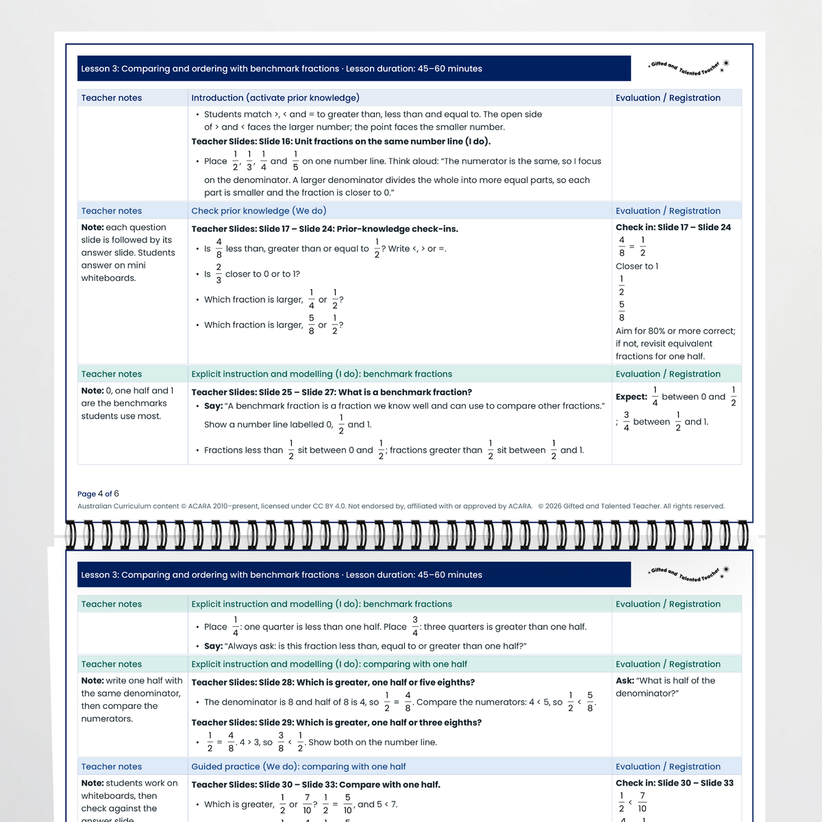 Lesson plan: prior knowledge and benchmark fractions