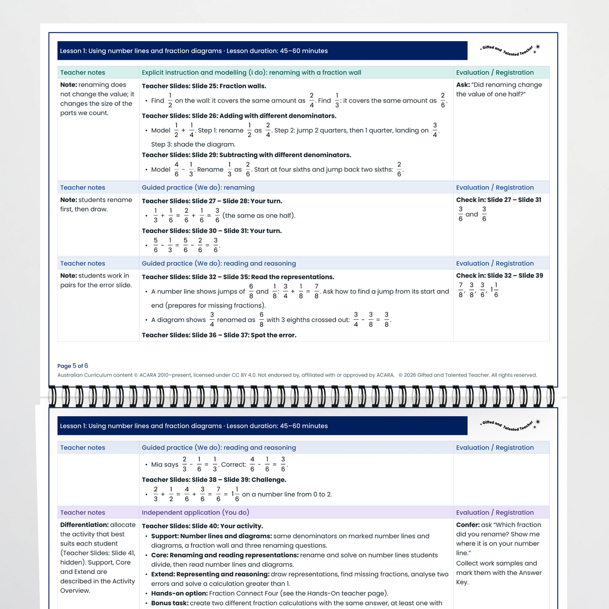 Lesson plan pages – Using Number Lines and Fraction Diagrams