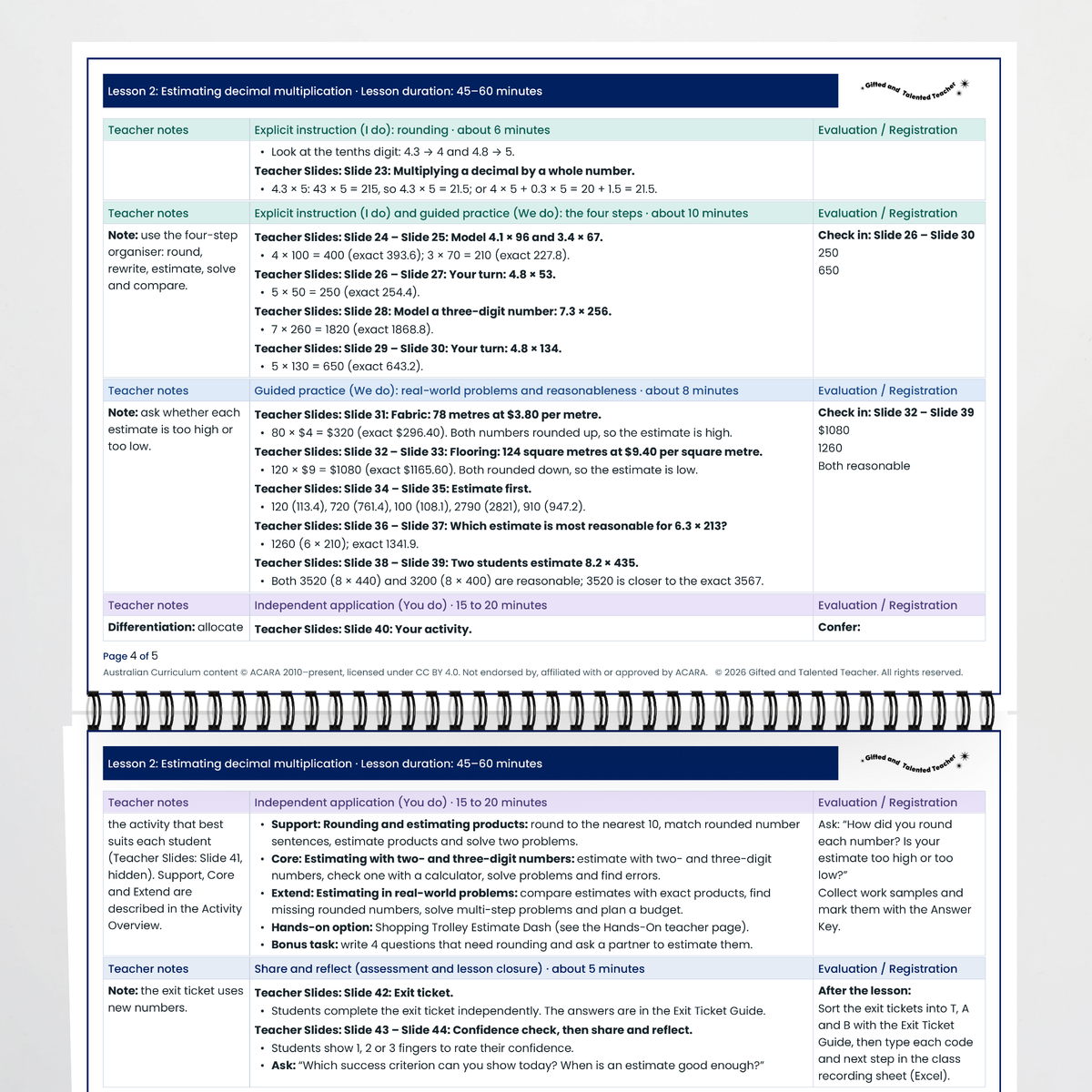 Lesson plan pages – Estimating Decimal Multiplication