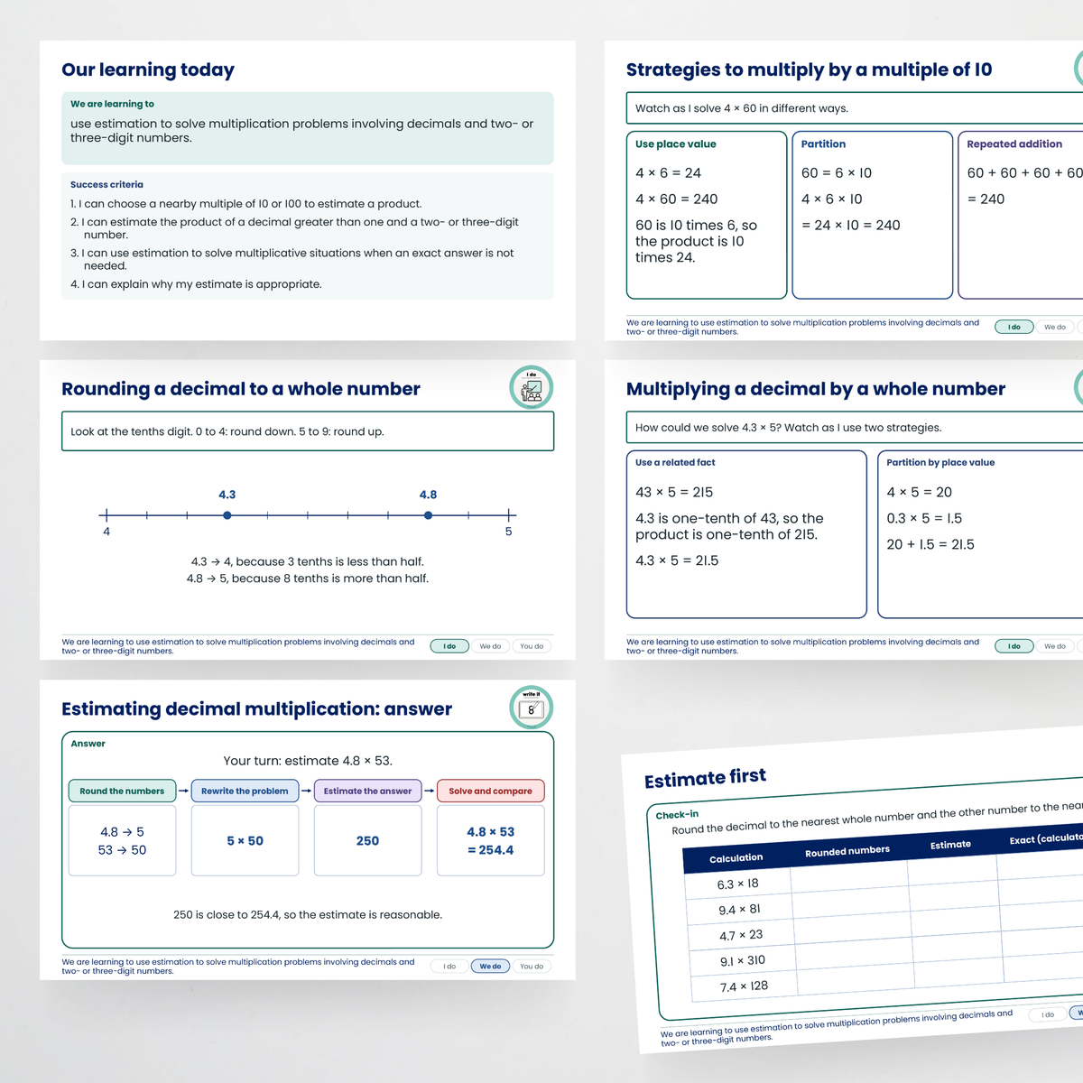 Teacher slides – Estimating Decimal Multiplication