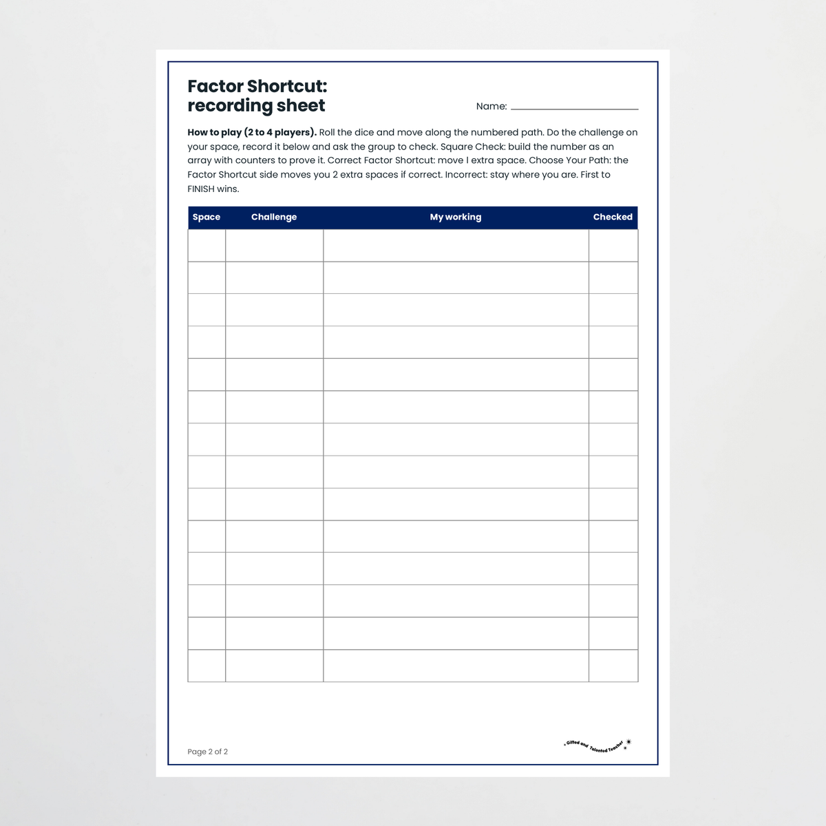 Hands-on activity – Factors, Prime Factors and Square Numbers