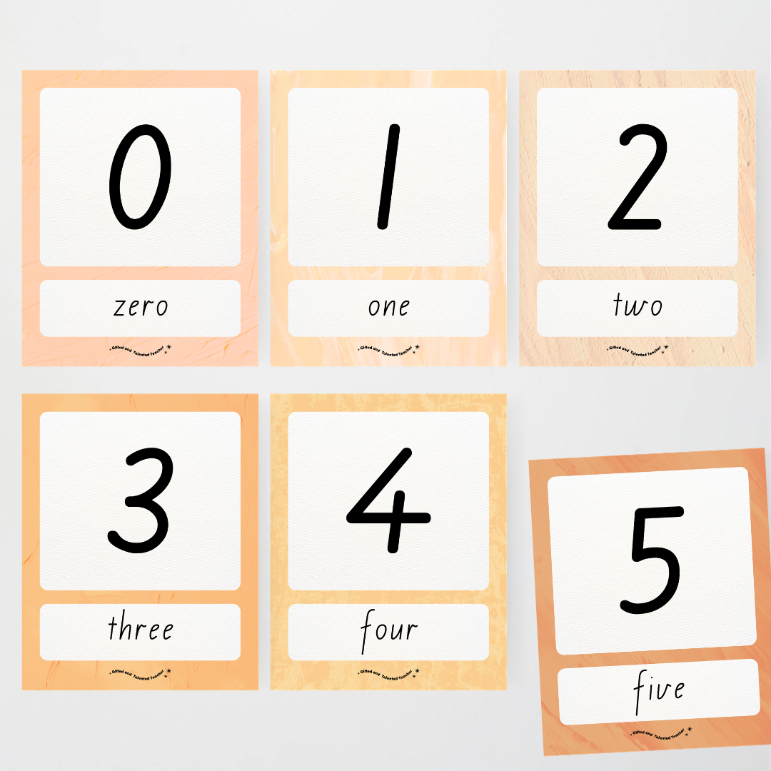 Number Posters Numerical Form and Word Form - Neutral Classroom Decor - Teacher Resources & Classroom Decor