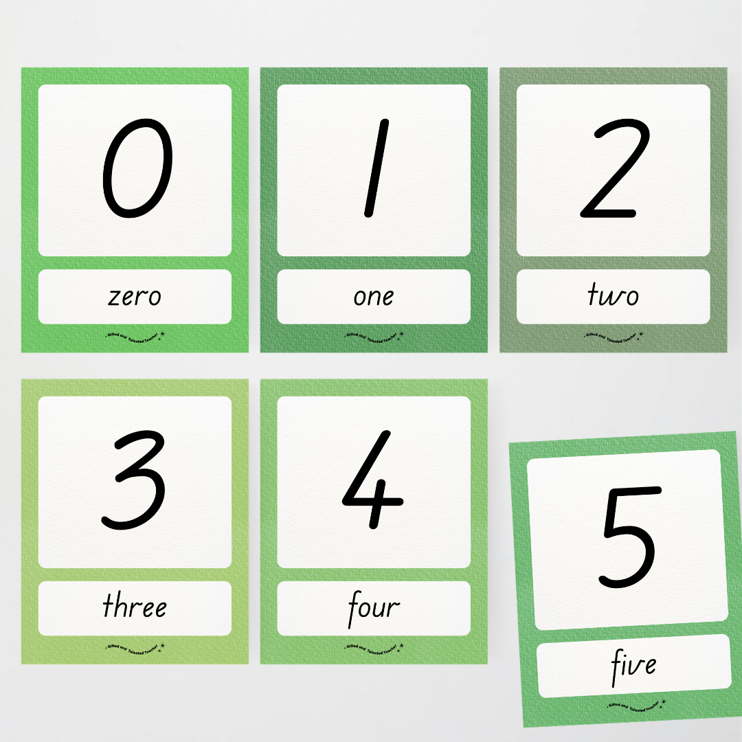 Number Posters Numerical Form and Word Form - Leafy Greens Classroom Decor - Teacher Resources & Classroom Decor
