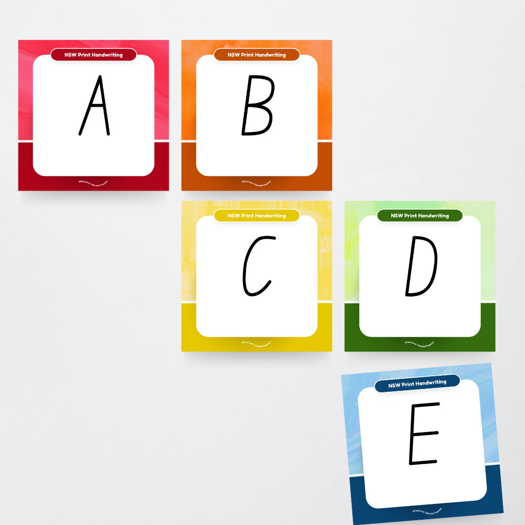 New South Wales Foundation Font: Unlined Handwriting Posters - Rainbow - Teacher Resources & Classroom Decor