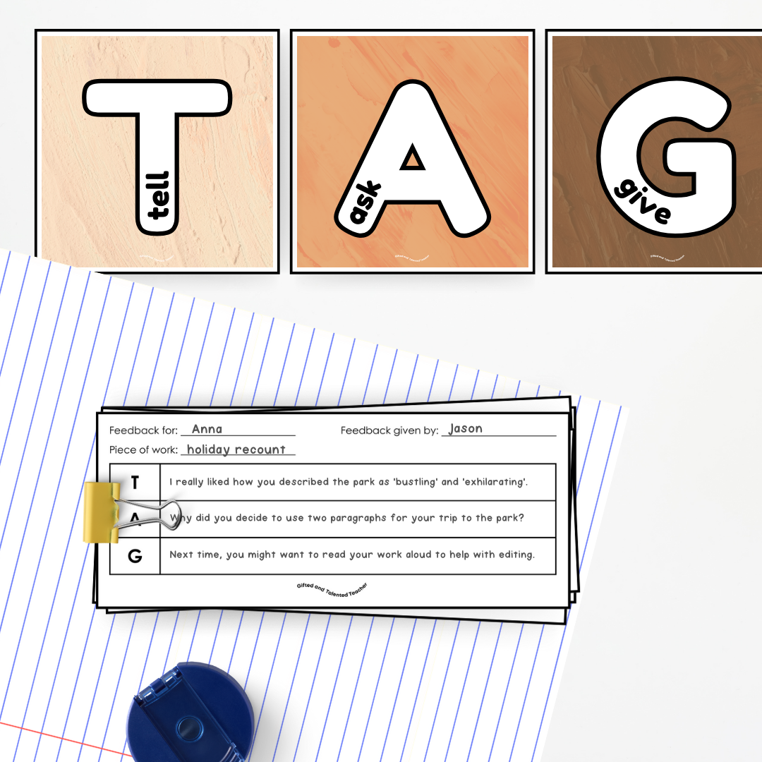 TAG Peer Feedback - Neutral Classroom Decor - Teacher Resources & Classroom Decor